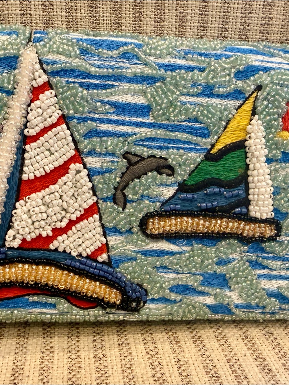 Made in India Light Blue Beaded Sailboat Shoulder Bag - Picture 2 of 8